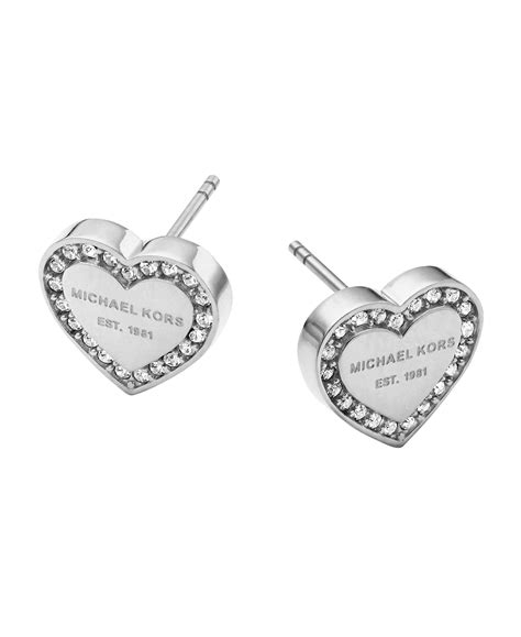 michael kors silver heart earrings.